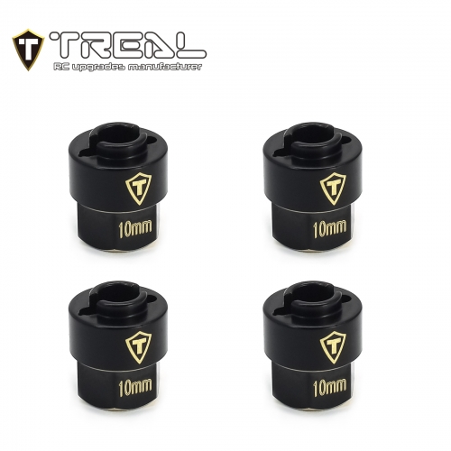 TREAL Brass Extended Wheel Hubs 7mm*10mm Hex, 3g/pc (4pcs) for 1/18 TRX4M Defender and Bronco (Black)