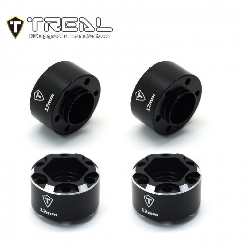 Treal 12mm Hex Hubs 1.9 Wheel Spacer Extension 12mm/15mm/18mm （4p）for 1/10 RC Crawler 1.9 inch Wheel Rim(Black)