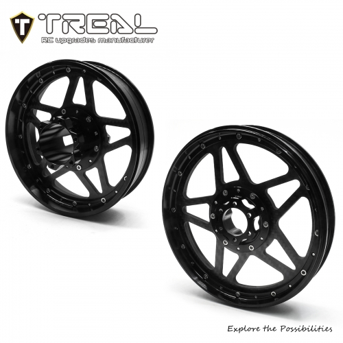 TREAL Losi Promoto MX Front and Rear Wheels(2P), CNC Machined Aluminum w Carbon Fiber Rims for Losi 1/4 FXR Motorcycle
