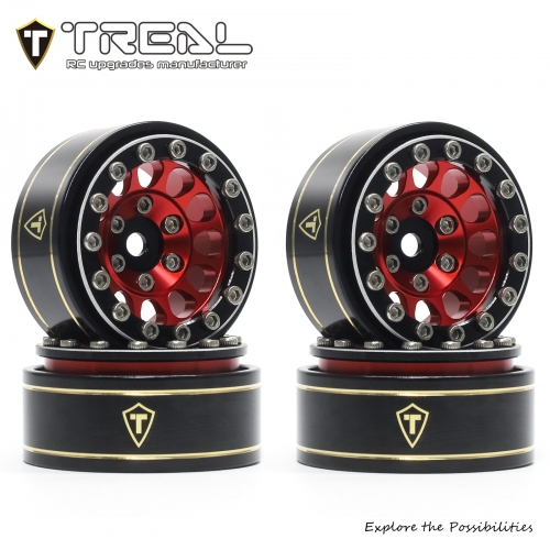 TREAL 1.0 Beadlock Wheels 12 Spokes Classic Rims (4P) for SCX24 AX24 FCX24 TRX4M 1/24 1/18 Crawler Car-Type I