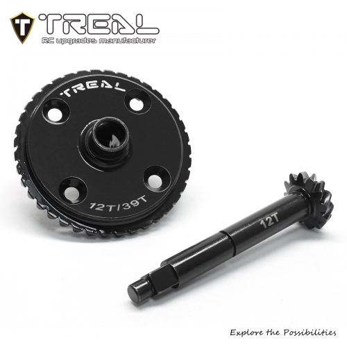 TREAL Center Transmission Pinion Gear 12T and Ring Gear 39T Helical Cut for Losi LMT Monster and Mega