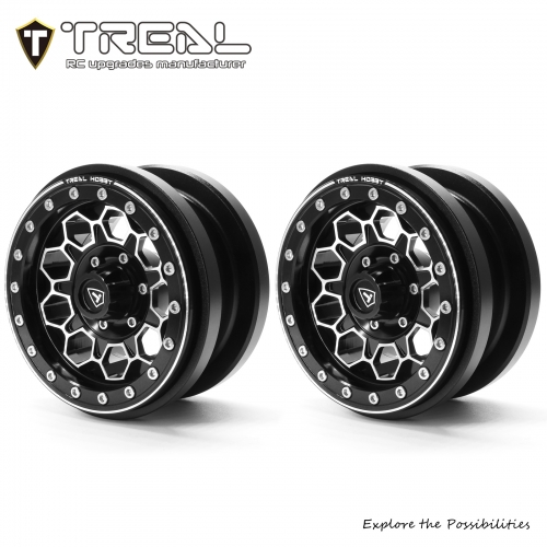 TREAL SCX6 Wheels 2.9'' Beadlock Wheels (2) CNC Machined SCX6 Upgrades Parts for Axial SCX6 -Type B