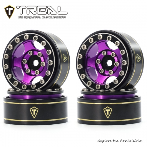 TREAL 1.0 Beadlock Wheels Rims(4P) 5-Star 7mm Hex Hubs for 1/18 TRX4M 1/24 AX24 SCX24 FCX24 RC Crawler-Type B