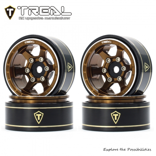 TREAL SCX24 Wheels 1.0" Beadlock Wheels (4P) Scale-Look Concave Six Spoke Rim Crawler Wheels for Axial SCX24 -Type D