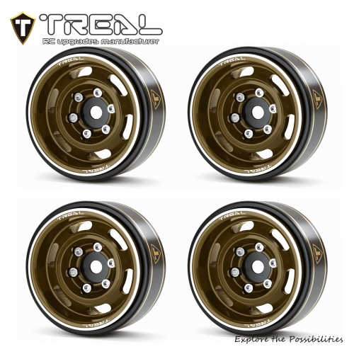 TREAL SCX24 Wheels 1.0'' Beadlock Wheels(4P) Vinatge Wheels for 1/24 SCX24 Bronco Gladiator C10 Deadbolt -Type E