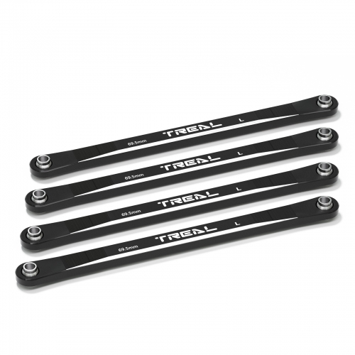 TREAL Aluminum 7075 Lower 4-link Bar Set (4) Chassis Links for 1/18 Mini LMT Monster Truck RTR, Grave Digger