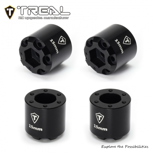 TREAL Aluminum 7075 Extended Wheel Hubs Widen Adaptors 15mm for 1/18 TRX4MT High Trail Wheels