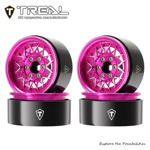 TREAL 1.9 Beadlock Wheels Fasion RC Wheel Rims(4P) for Women Girls Princess Compatible with 1/10 Crawler TRX4 SCX10 III Ascent-Type V