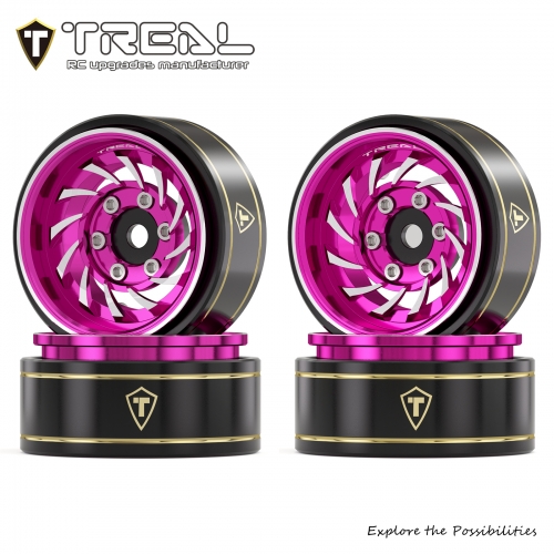 TREAL 1.0 Beadlock Wheels (4P-Pack) Whirlwind Style for 1/24 SCX24 AX24 1/18 TRX4M RC Crawlers -Type L