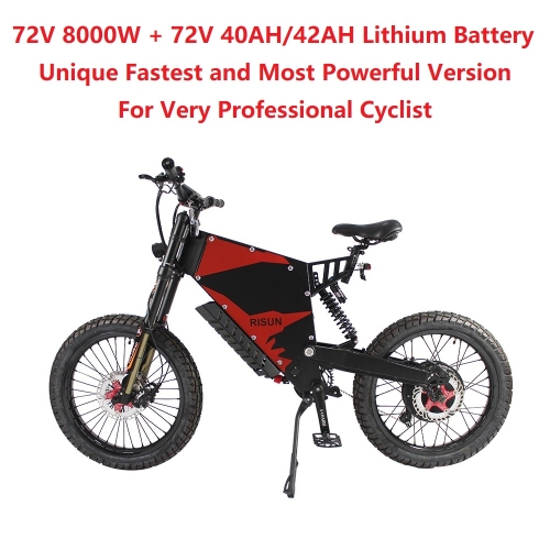 EU/USA Duty Free Off-Road RisunMotor Unique 72V 8000W 150A FC-1 Stealth Bomber eBike Electric Bicycle With Bicycle or Motorcycle Seat