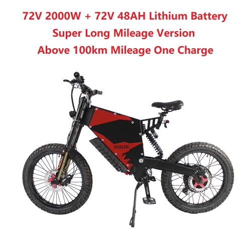 EU/USA Duty Free RisunMotor Off-Road 72V 2000W 45A FC-1 Stealth Bomber eBike Electric Bicycle With Bicycle or Motorcycle Seat