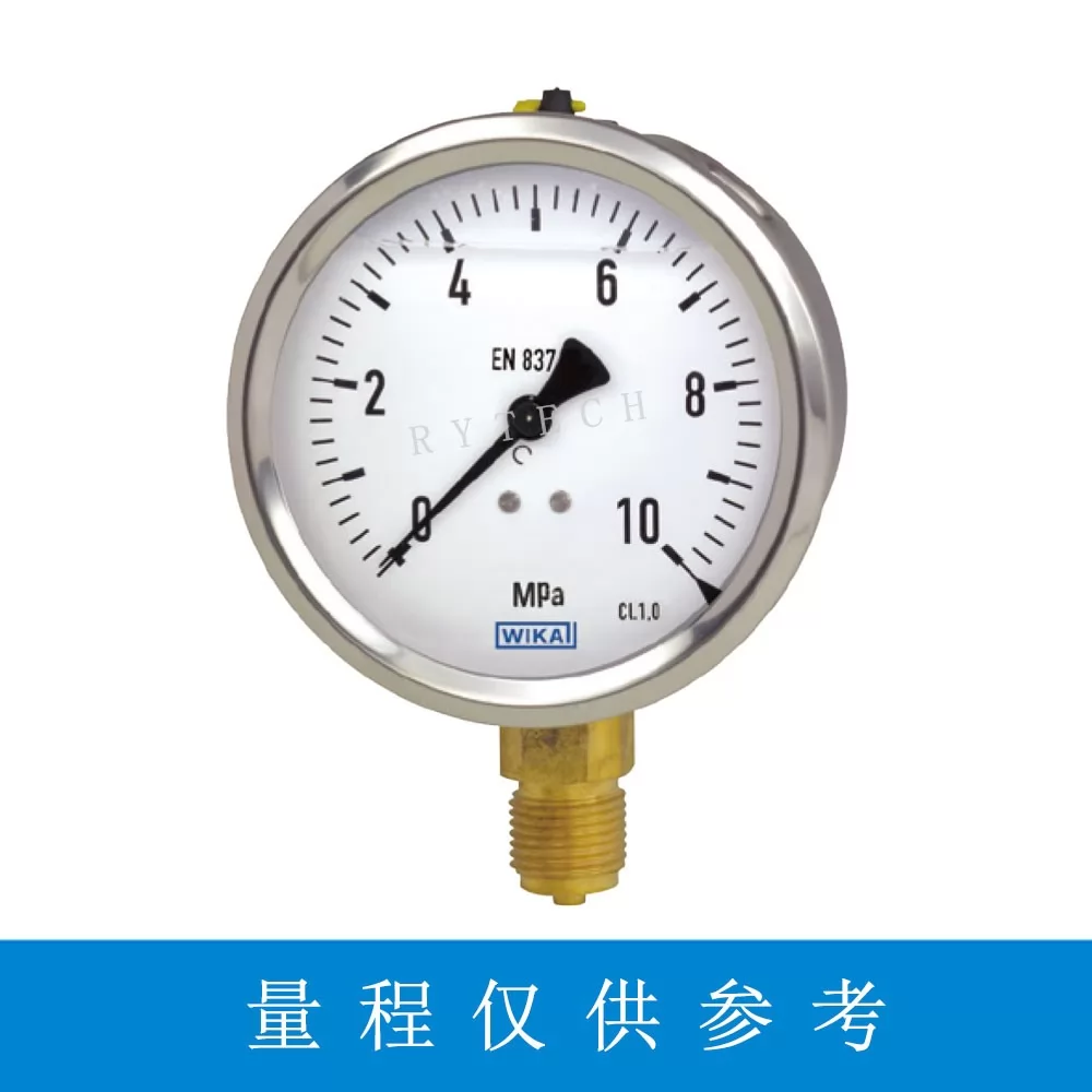 WIKA 压力表，偏心轴向安装，0-60MPa，螺纹接口规格：NPT1/2，充硅油，213.53.100系列