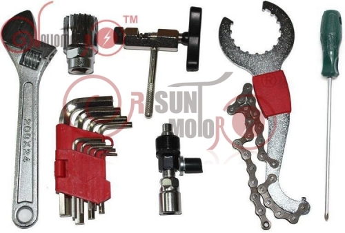 Electric Bicycle Conversion Tool Kits Repair ebike Tools Set Wren ch+Chain Rivet Remover+Puller+Freewheel Remover+Screwdriver