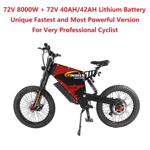 EU/USA Duty Free ConhisMotor Unique 72V 8000W 150A FC-1 Stealth Bomber eBike Electric Bicycle With Bicycle or Motorcycle Seat