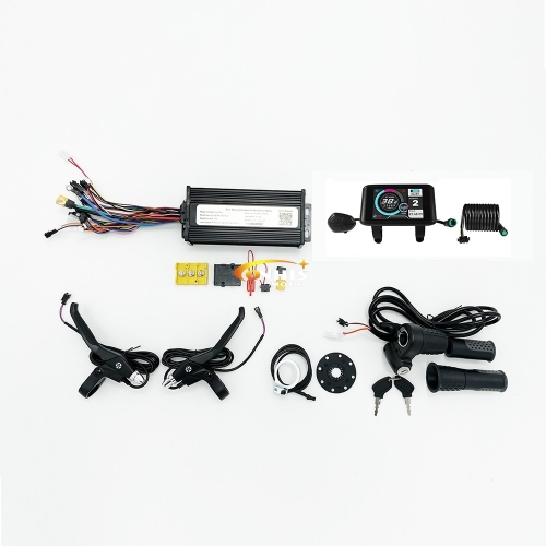 ebike Complete Control System 60V-72V 1500W-3000W 45A 3-mode Sine Wave Controller with UKC1 Color Display Throttle Brake Lever PAS