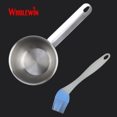 Hight quality Stainless Steel Sauce Oil Basting Bowl Silicone Brush for Grill BBQ Accessories