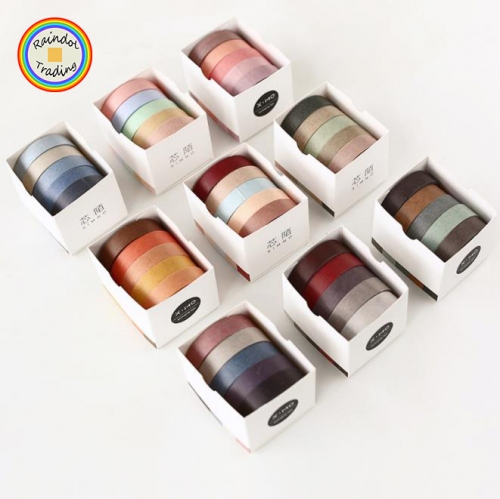 YWJL276 9 Designs 5 Rolles in Basic Pure Colors Girl Hand Account DIY Functional Washi Paper Masking Stickers Tapes Rolls