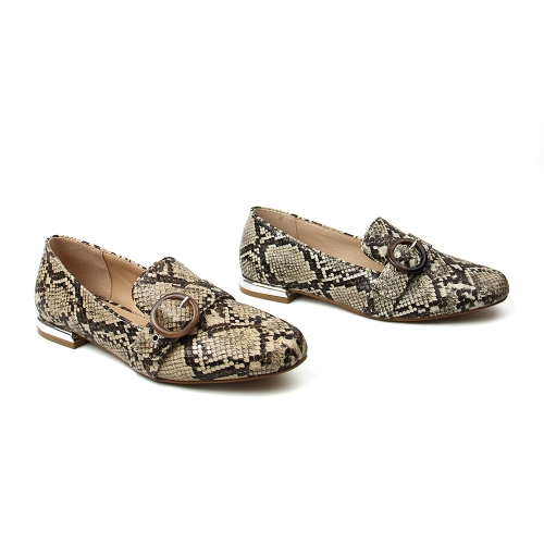 Hot Sell Snake Flat Ladies Pumps Pointed Women's Shoes with Covered metal Heel