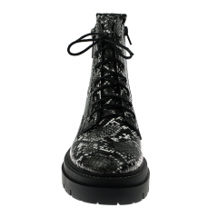 ew women chunky lace up Boots Platform Boots in snake pattern PU