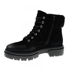 hot sale stylish luxury women winter fur black snow western short hiking boots in cow suede