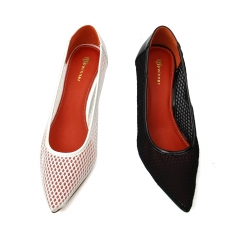 New Design Comfortable Pointed Net Toe Low Heel Pumps Shoes for Women