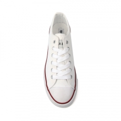 fashion white vintage canvas vulcanized shoes for ladies with custom printing