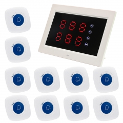 Wireless Calling System Restaurant Pager System Caregiver Pager for Patient Nurse Alert with 1 Number Display and 10 Waterproof Call Buttons for Elderly Clinic Nursing Center Hospital