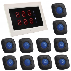 Wireless Calling System Restaurant Pager System Caregiver Pager for Patient Nurse Alert with 1 Number Display and 10 Waterproof Call Buttons for Elderly Clinic Nursing Center Hospital