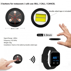 BYHUBYENG Restaurant Call System Long Range Pager System Service Call Device with 1 Restaurant Watch Pager and 5 3-Key Waterproof Server Call Buttons