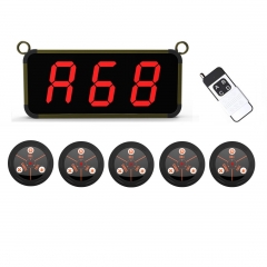 BYHUBYENG Restaurant Pager System, Wireless Calling System with 1 Display Receiver, 1 Remote Control, 5 3-Key Call Buttons for Restaurant, Coffee, Club