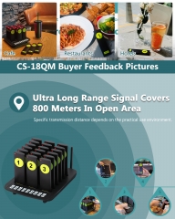 Restaurant Pager System, Social Distancing Buzzer 18 Pagers Wireless Paging Buzzer Calling System for Restaurant Food Truck Cafe Hotel
