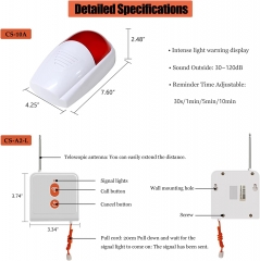 Strobe Siren Alarm Loud Outdoor SOS Alert System 1 Red Flashing Siren 1 Remote 1 Emergency Button for Store Home Hotel Security Alarm