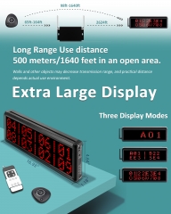 Restaurant Pager System Long Range Wireless Calling System with 2 Display Screens/30 Waterproof Call Buttons/2 Remote Controls/4 Watch Pagers