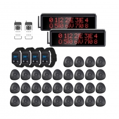 Restaurant Pager System Long Range Wireless Calling System with 2 Display Screens/30 Waterproof Call Buttons/2 Remote Controls/4 Watch Pagers