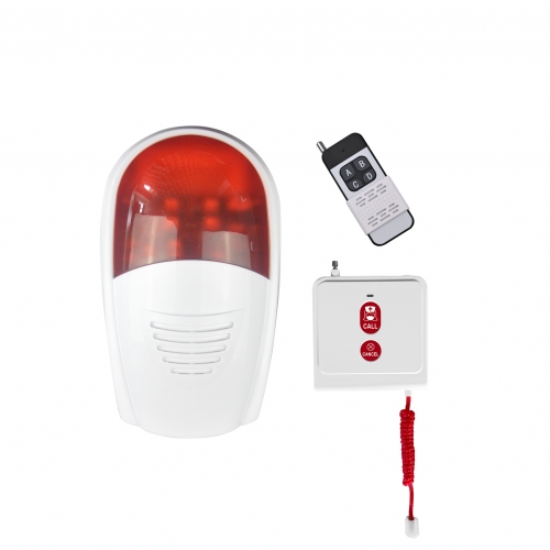 Strobe Siren Alarm Loud Outdoor SOS Alert System 1 Red Flashing Siren 1 Remote 1 Emergency Button for Store Home Hotel Security Alarm