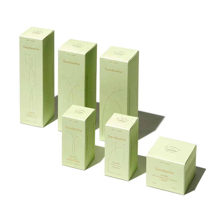 Papel impreso caja de embalaje crema cosméticos cajas de embalaje con papel de oro estampado 60ml 30ml caja de cuidado de la piel