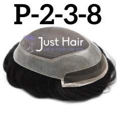 Just Hair Piece P 2-3-8 Durable Silk Mono Men 's Hair Pieces Lace Front Invisible Knots Men Hair Toupee Remy Quality  Best Hair Systems For Men