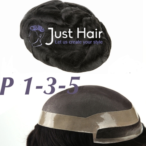 Just Hair Piece Fine Mono Men Toupee 1/4&quot; Welded Mono Hair System Hairpiece Medium Density Wigs P1-3-5 Hair Piece Tape For Men