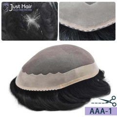 Just Hair Piece Fine Mono Men Toupee Poly Coating Around Durable Hair System Hairpiece Human Remy Black Wigs ALI1