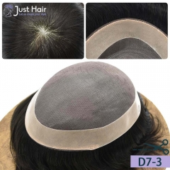 Fine Mono Durable Mens Toupee  Hairpiece  Human Hair Replacement System D7-3