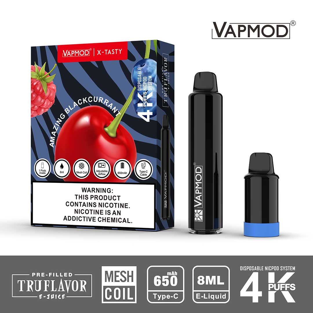 VAPMOD X-TASTY-4000 PUFFS Disposable Vape Pen Pod Replaceable