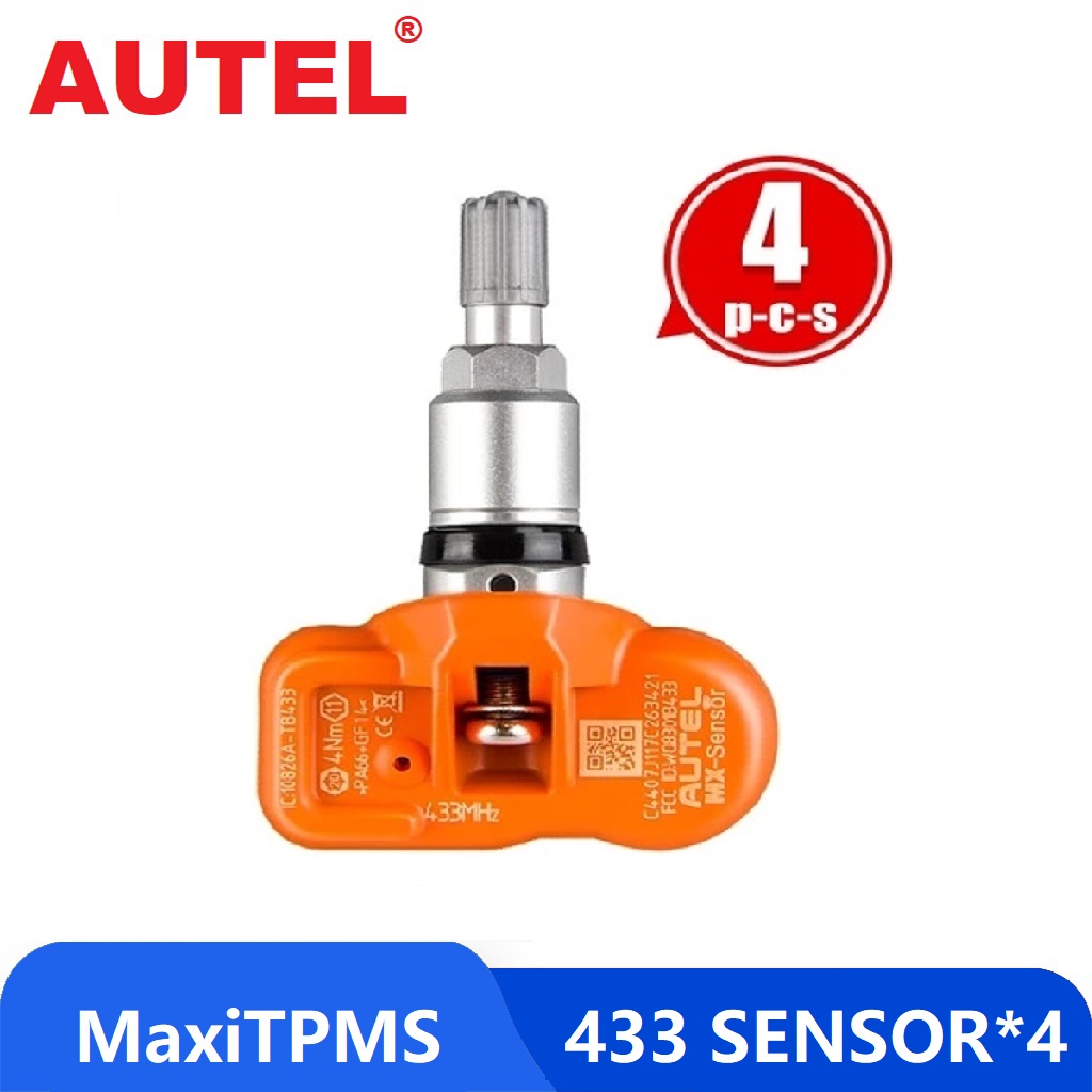 4*Autel MX-Sensor 433MHz Universal Programmable TPMS Sensor Tire Pressure Metal
