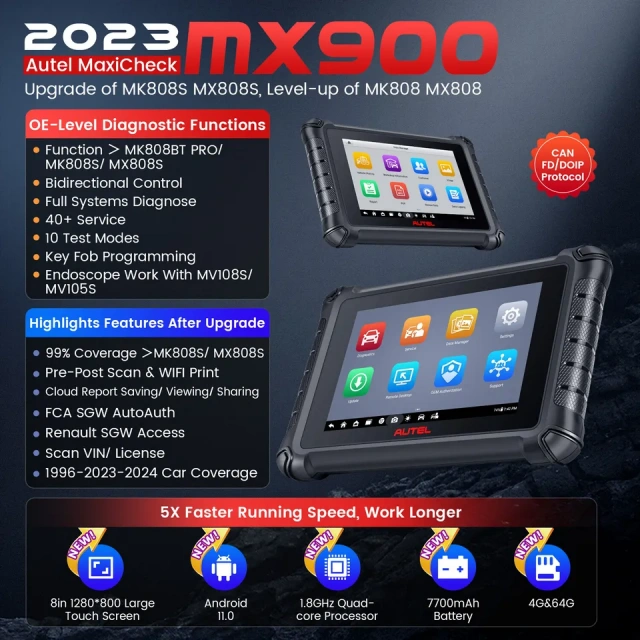Autel MaxiCheck MX900 Auto OBD 2 Scanner MX 900 Professional Vehicle Full System Altar MX808 Diagnostic Tools