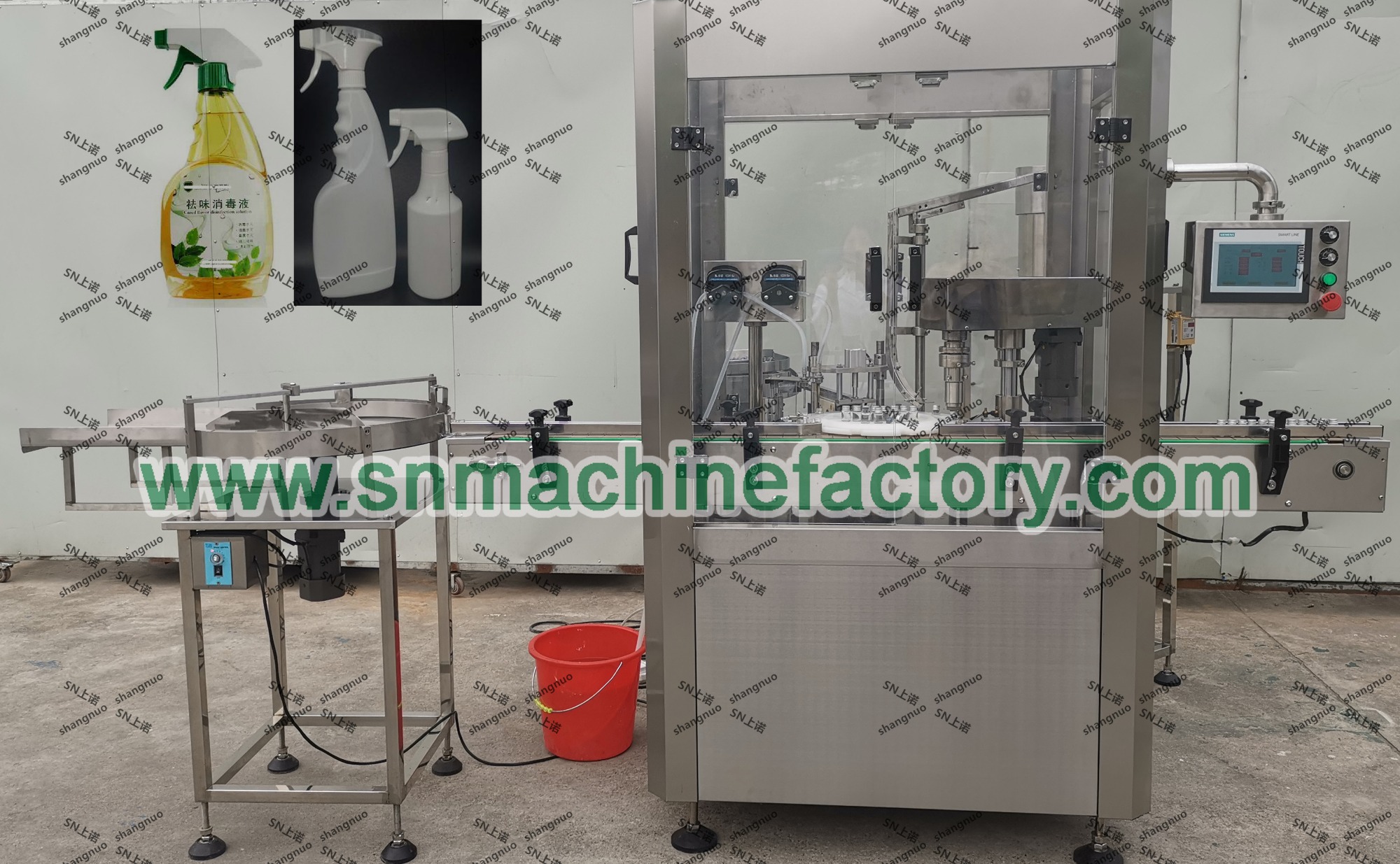 Disinfectant spray bottle filling equipment