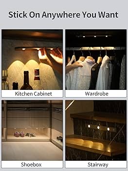 3 Color Dimmable Motion Sensor Under Cabinet Lights Wireless,1500mAh Rechargeable Battery Operated LED Closet Light Bar, Stick on Anywhere Under Cabin