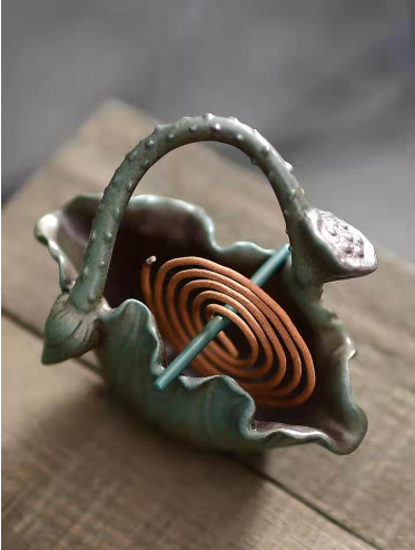 Antique lotus basket·Ceramic handmade incense burner