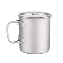 OEM Ultralight Mug Drinking Cup Double Walled Titanium 220ml 300ml 450ml 600ml Travel Mugs Titanium or Customized Color with Lid