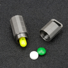 Outdoor emergency rescue keychain capsule titanium waterproof pill container box