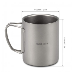 OEM Ultralight Mug Drinking Cup Double Walled Titanium Cup With Folding Handle