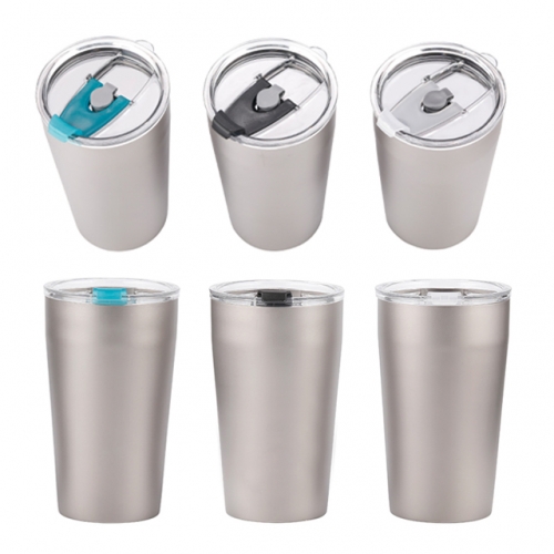 Beer Tumblers Double Wall Vacuum Insulated Metal Cups Titanium Beer Mug Plastic Lids With Slider